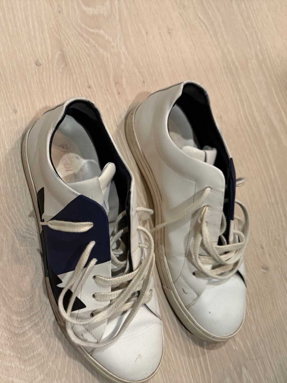 Fendi Bag Bugs Low-Top Sneakers — White Leather, Men's